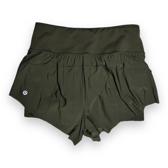Lululemon Womens Size 4 Squad Goals 3.5" Lined Running Shorts Dark Olive Green - Picture 4 of 14